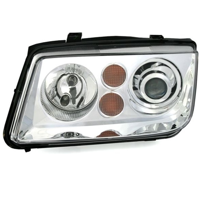 Φανάρια εμπρός Vw Bora angel eyes - χρωμίου , με λάμπες (Η7) - σετ 2τμχ.