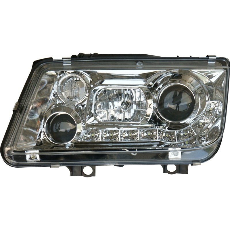 Φανάρια εμπρός Vw Bora - chrome , με λάμπες (Η1) led - σετ 2τμχ.