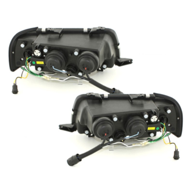 Φανάρια εμπρός Audi 80 (1991-1994) led - μαύρα , με λάμπες (Η1) - σετ 2τμχ.
