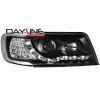 Φανάρια εμπρός Audi 100 C4 (1990-1994) led - μαύρα , με λάμπες (Η1) - σετ 2τμχ.