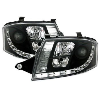 Φανάρια εμπρός Audi TT (1998-2005) led Dayline - μαύρα , με λάμπες (Η1) - σετ 2τμχ.