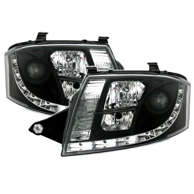 Φανάρια εμπρός Audi TT (1998-2005) led Dayline - μαύρα , με λάμπες (Η1) - σετ 2τμχ.