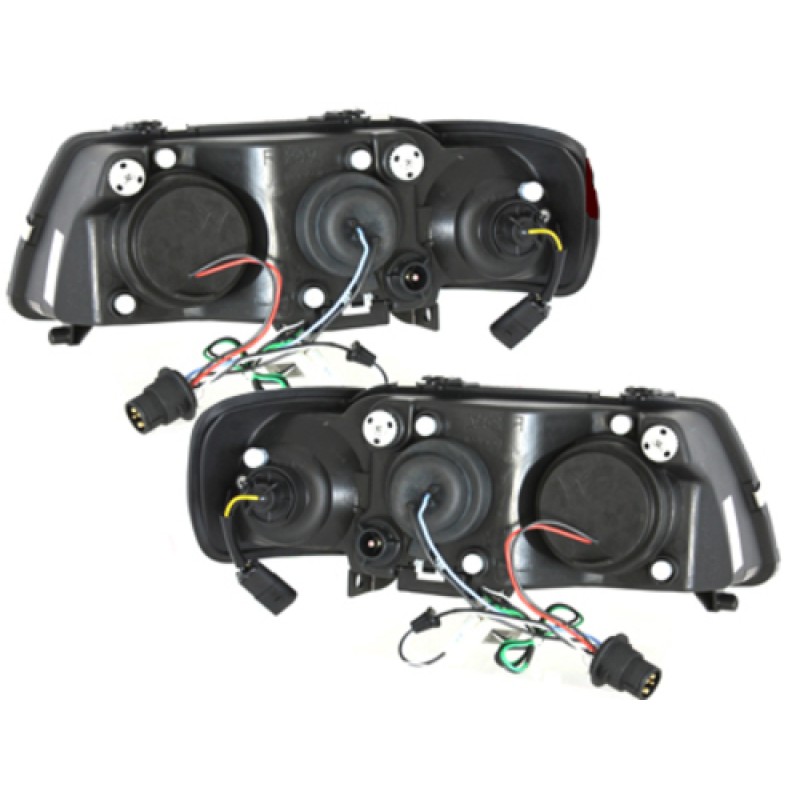 Φανάρια εμπρός Audi A3 (1996-2000) led - μαύρα , με λάμπες (Η1) - σετ 2τμχ.
