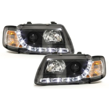 Φανάρια εμπρός Audi A3 (1996-2000) led - μαύρα , με λάμπες (Η1) - σετ 2τμχ.