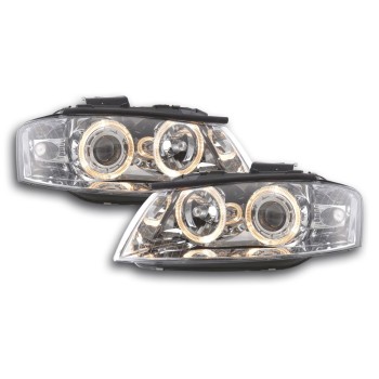 Φανάρια εμπρός Audi A3 (2003-2008) angel eyes - chrome , χωρίς λάμπες (Η7) - σετ 2τμχ. Φανάρια εμπρός Audi A3 (2003-2008) angel eyes - chrome , χωρίς λάμπες (Η7) - σετ 2τμχ.