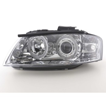 Φανάρια εμπρός Audi A3 (2003-2008) angel eyes - chrome , χωρίς λάμπες (Η7) - σετ 2τμχ. Φανάρια εμπρός Audi A3 (2003-2008) angel eyes - chrome , χωρίς λάμπες (Η7) - σετ 2τμχ.