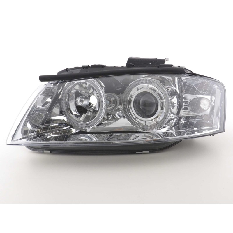 Φανάρια εμπρός Audi A3 (2003-2008) angel eyes - chrome , χωρίς λάμπες (Η7) - σετ 2τμχ.