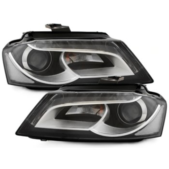 Φανάρια εμπρός Audi A3 (2008-2012) - μαύρα , χωρίς λάμπες (Η7) - σετ 2τμχ.