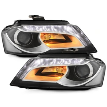 Φανάρια εμπρός Audi A3 (2008-2012) - μαύρα , χωρίς λάμπες (Η7) - σετ 2τμχ.