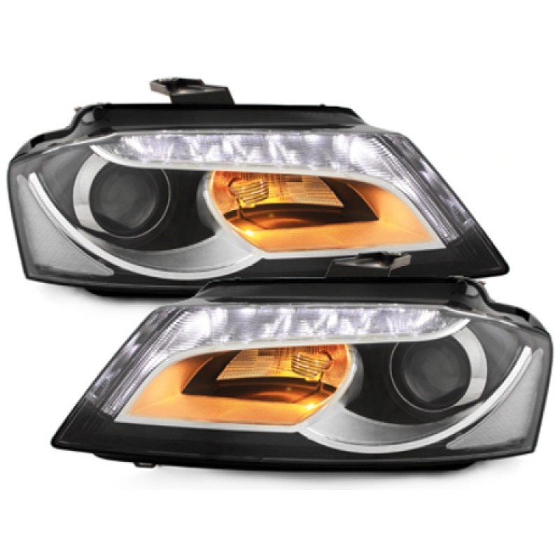 Φανάρια εμπρός Audi A3 (2008-2012) - μαύρα , χωρίς λάμπες (Η7) - σετ 2τμχ.