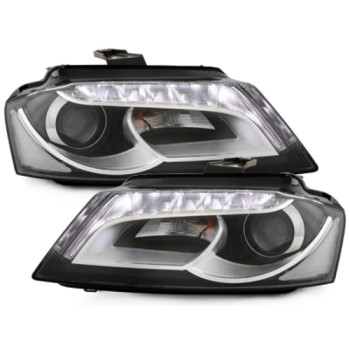 Φανάρια εμπρός Audi A3 (2008-2012) - μαύρα , χωρίς λάμπες (Η7) - σετ 2τμχ.