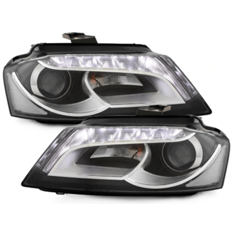 Φανάρια εμπρός Audi A3 (2008-2012) - μαύρα , χωρίς λάμπες (Η7) - σετ 2τμχ.