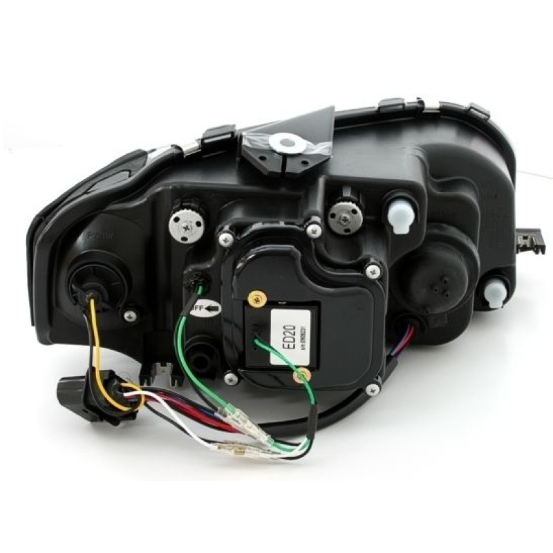 Φανάρια εμπρός Audi A3 (2003-2008) led - μαύρα , με λάμπες (H7/Η1) - σετ 2τμχ.