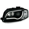 Φανάρια εμπρός Audi A3 (2008-2012) led Lightbar design - chrome ,μαύρα , με λάμπες (Η1) - σετ 2τμχ.