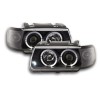 Φανάρια εμπρός Vw Polo 6N (1994-1999) angel eyes - μαύρα , με λάμπες (Η1) - σετ 2τμχ.