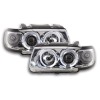 Φανάρια εμπρός Vw Polo 6N (1994-1999) angel eyes - chrome , με λάμπες (Η1) - σετ 2τμχ.