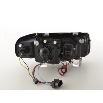 Φανάρια εμπρός Vw Polo 6N (1994-1999) angel eyes - chrome , με λάμπες (Η1) - σετ 2τμχ.