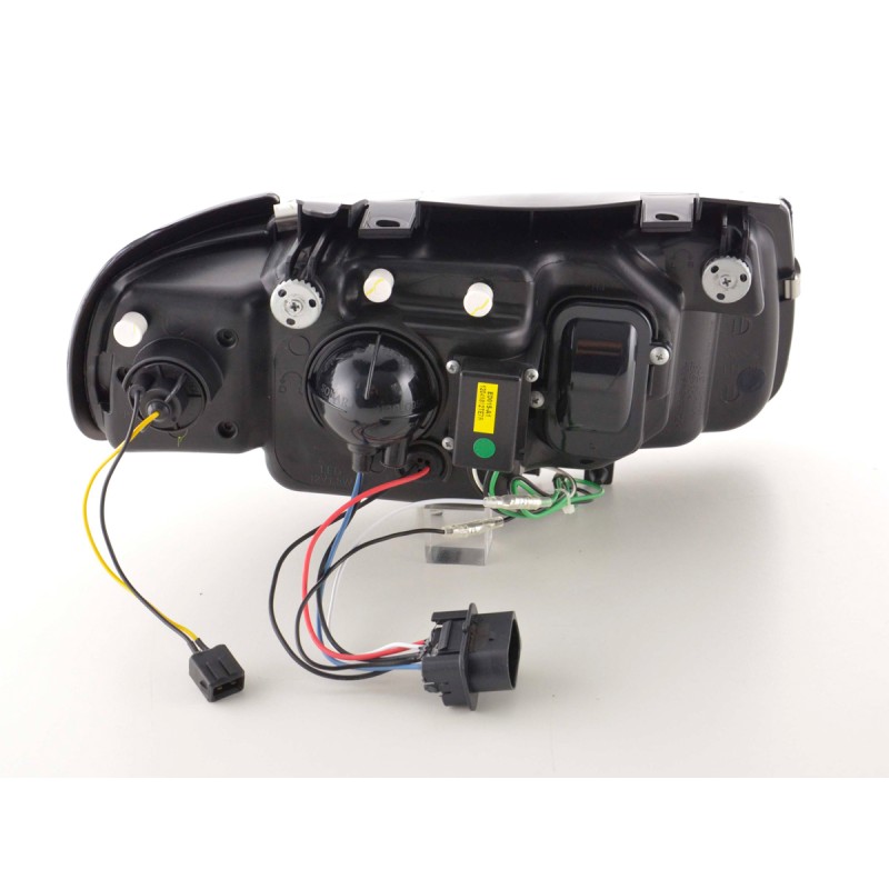 Φανάρια εμπρός Vw Polo 6N (1994-1999) led - μαύρα , με λάμπες (Η1) - σετ 2τμχ.