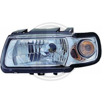 Φανάρια εμπρός Vw Polo 6N (1994-1999) - chrome , με λάμπες (Η1) - σετ 2τμχ.