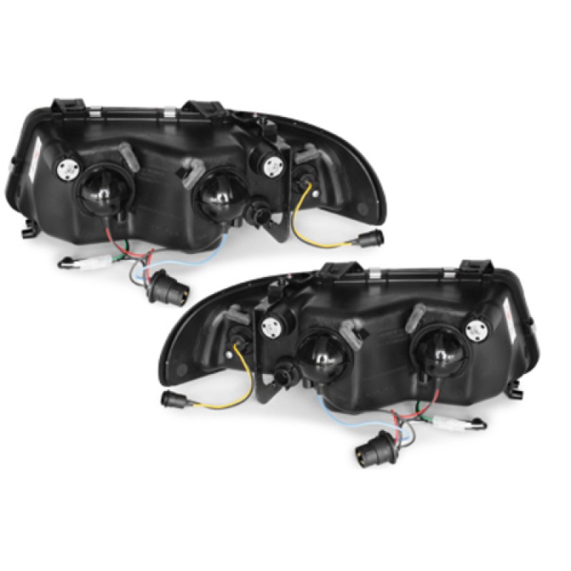 Φανάρια εμπρός Audi A4 (1995-1998) led Dayline - μαύρα , με λάμπες (Η1) - σετ 2τμχ.