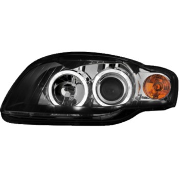 Φανάρια εμπρός Audi A4 (2004-2008) angel eyes - μαύρα , χωρίς λάμπες (Η7) - σετ 2τμχ.