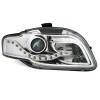Φανάρια εμπρός Audi A4 B7 (2004-2008) led - chrome , με λάμπες (Η9) - σετ 2τμχ.
