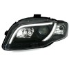 Φανάρια εμπρός Audi A4 B7 (2004-2008) led Lightbar Design - μαύρα , με λάμπες (H7/Η1) - σετ 2τμχ.