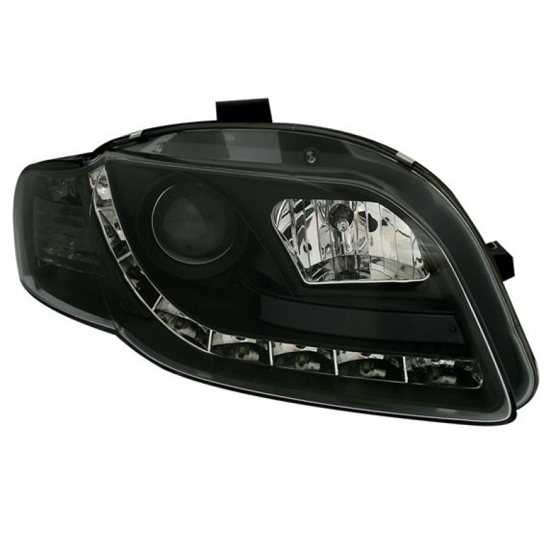 Φανάρια εμπρός Audi A4 (2004-2008) led Daylight - μαύρα , με λάμπες (Η1) - σετ 2τμχ.