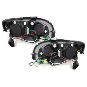 Φανάρια εμπρός Audi A4 (2004-2008) led Daylight - μαύρα , με λάμπες (Η1) - σετ 2τμχ.