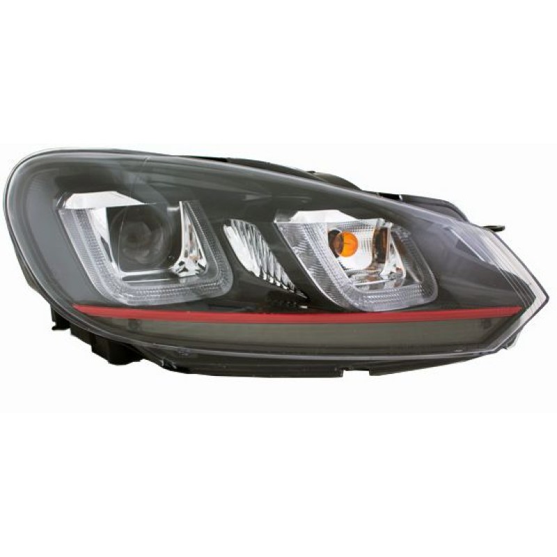 Φανάρια εμπρός Vw Golf 6 angel eyes - με design Vw Golf 7 , με λάμπες (Η1) - σετ 2τμχ.