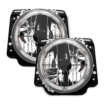 Φανάρια εμπρός Vw Golf II (1983-1993) angel eyes και σταυρός - μαύρα chrome , με λάμπες (Η1) - σετ 2τμχ.
