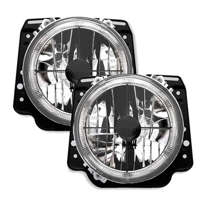 Φανάρια εμπρός Vw Golf II (1983-1993) angel eyes και σταυρός - μαύρα chrome , με λάμπες (Η1) - σετ 2τμχ.