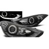 Φανάρια εμπρός Hyundai Elantra (2011-2015) led angel eyes - black , με λάμπες (Η1) - σετ 2τμχ.