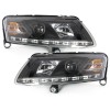 Φανάρια εμπρός Audi A6 με φώτα ημέρας led (2004-2007) - μαύρα , χωρίς λάμπες (Η7) - σετ 2τμχ.