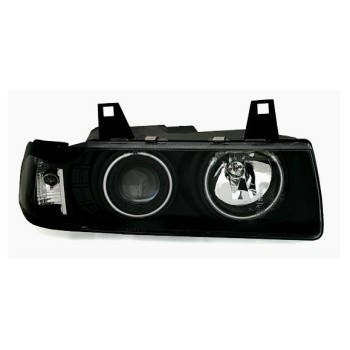 Φανάρια εμπρός Bmw E36 (1991-1999) 4d sedan angel eyes - μαύρα , με λάμπες (Η1) - σετ 2τμχ. Φανάρια εμπρός Bmw E36 (1991-1999) 4d sedan angel eyes - μαύρα , με λάμπες (Η1) - σετ 2τμχ.