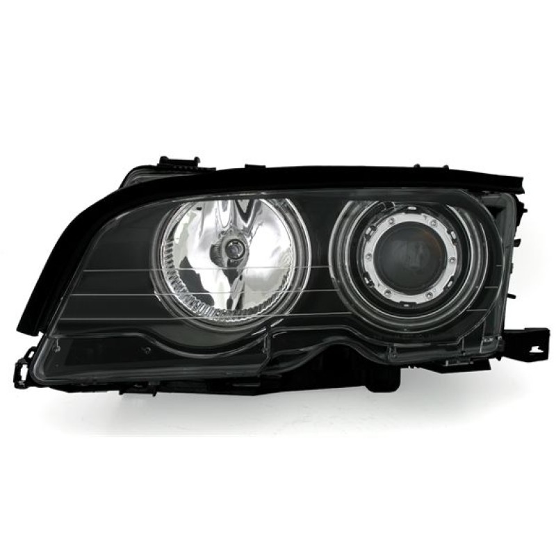 Φανάρια εμπρός BMW E46 sedan (2001-2005) angel eyes - μαύρα με CCFL , χωρίς λάμπες (Η7) - σετ 2τμχ.