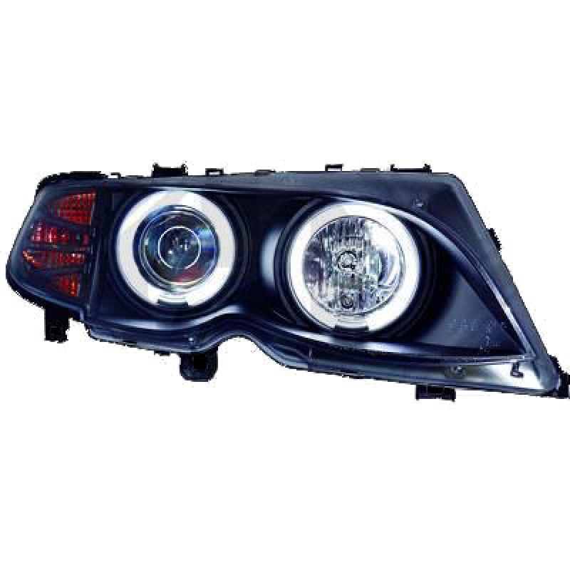 Φανάρια εμπρός BMW E46 sedan (2001-2003) angel eyes - μαύρα με CCFL , με λάμπες (Η1) - σετ 2τμχ.