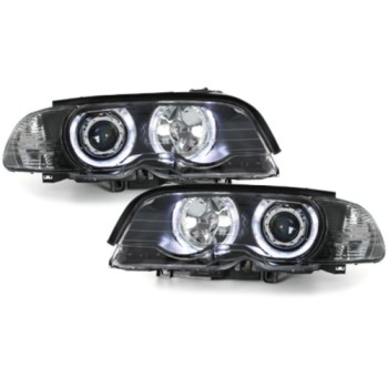 Φανάρια εμπρός BMW E46 coupe και cabrio (1999-2003) angel eyes, με λάμπες (Η1) - σετ 2τμχ.