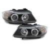 Φανάρια εμπρός BMW E90 (2005-2008) angel eyes - μαύρα , με λάμπες (Η1) - σετ 2τμχ.