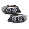 Φανάρια εμπρός BMW E90 (2005-2008) angel eyes - μαύρα , με λάμπες (Η1) - σετ 2τμχ.