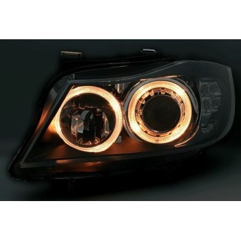 Φανάρια εμπρός BMW E90(2005-2009) angel eyes - μαύρα , χωρίς λάμπες (Η7) - σετ 2τμχ. Φανάρια εμπρός BMW E90(2005-2009) angel eyes - μαύρα , χωρίς λάμπες (Η7) - σετ 2τμχ.
