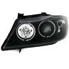 Φανάρια εμπρός BMW E90(2005-2009) angel eyes - μαύρα , με λάμπες (Η1) - σετ 2τμχ.