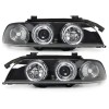 Φανάρια εμπρός BMW E39 (1995-2003) angel eyes - μαύρα , με λάμπες (Η1) - σετ 2τμχ.