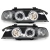 Φανάρια εμπρός BMW E39 (1995-2003) angel eyes - μαύρα , με λάμπες (Η1) - σετ 2τμχ.