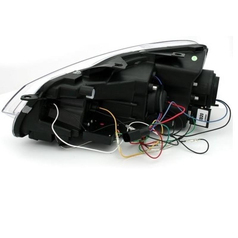 Φανάρια εμπρός BMW E87/Ε81 (2004-2011) angel eyes - black , με λάμπες (Η1) - σετ 2τμχ.