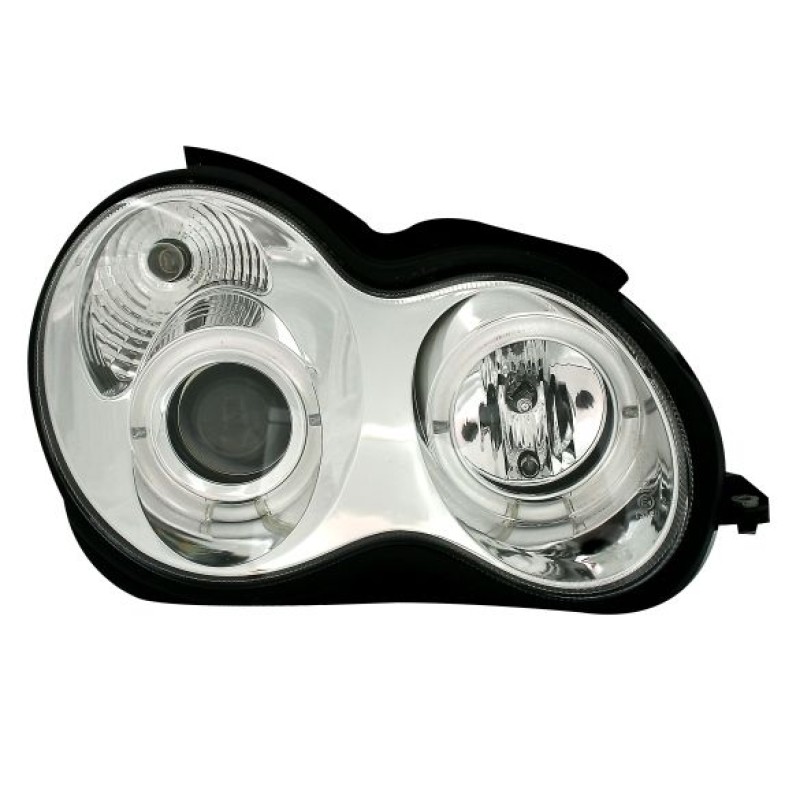 Φανάρια εμπρός Mercedes C-CLASS W203 sedan (2000-2004) - με angel eyes , με λάμπες (Η1) - σετ 2τμχ.