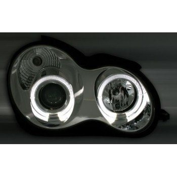 Φανάρια εμπρός Mercedes C-CLASS W203 sedan (2000-2004) - με angel eyes , με λάμπες (Η1) - σετ 2τμχ. Φανάρια εμπρός Mercedes C-CLASS W203 sedan (2000-2004) - με angel eyes , με λάμπες (Η1) - σετ 2τμχ.