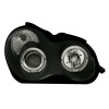 Φανάρια εμπρός Mercedes C-CLASS W203 sedan (2000-2004) - με angel eyes , μαύρα , με λάμπες (Η1) - σετ 2τμχ.