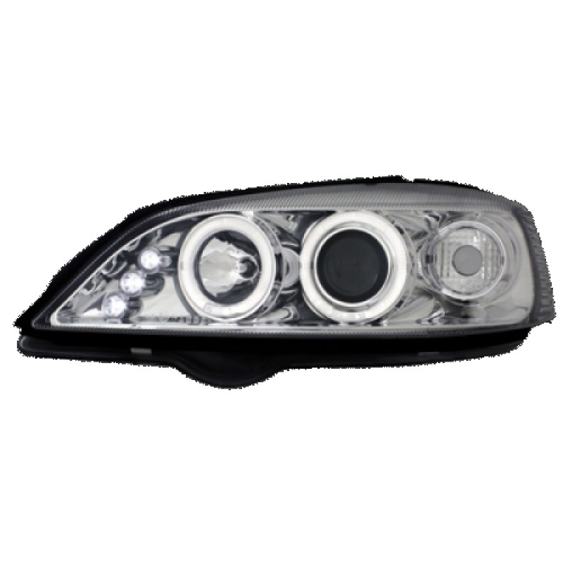 Φανάρια εμπρός Opel Astra G (1998-2004) led angel eyes - CCFL , chrome , με λάμπες (Η1) - σετ 2τμχ.