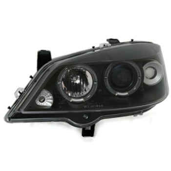 Φανάρια εμπρός Opel Astra G (1998-2004) angel eyes - μαύρα , με λάμπες (Η1) - σετ 2τμχ.